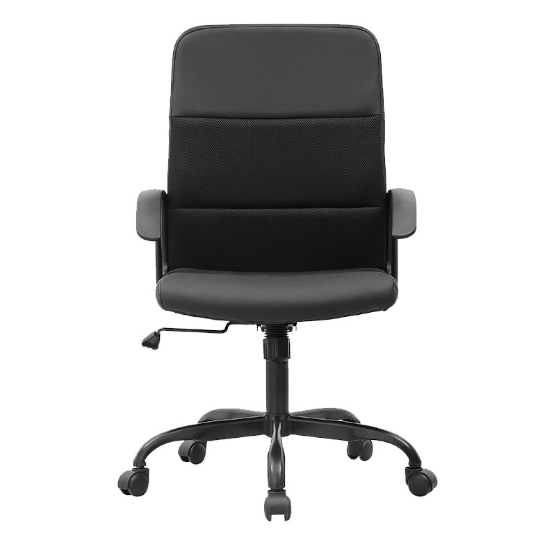 XL-3348 Chaise de bureau avec accoudoirs en nylon PU à dossier bas - noir