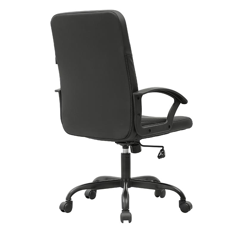 XL-3348 Chaise de bureau avec accoudoirs en nylon PU à dossier bas - noir