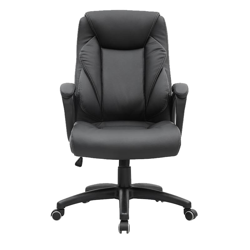 XL-3365 Chaise de bureau à dossier bas en PU noir avec pieds en fer