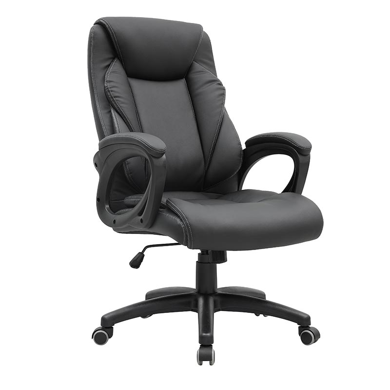 XL-3365 Chaise de bureau à dossier bas en PU noir avec pieds en fer