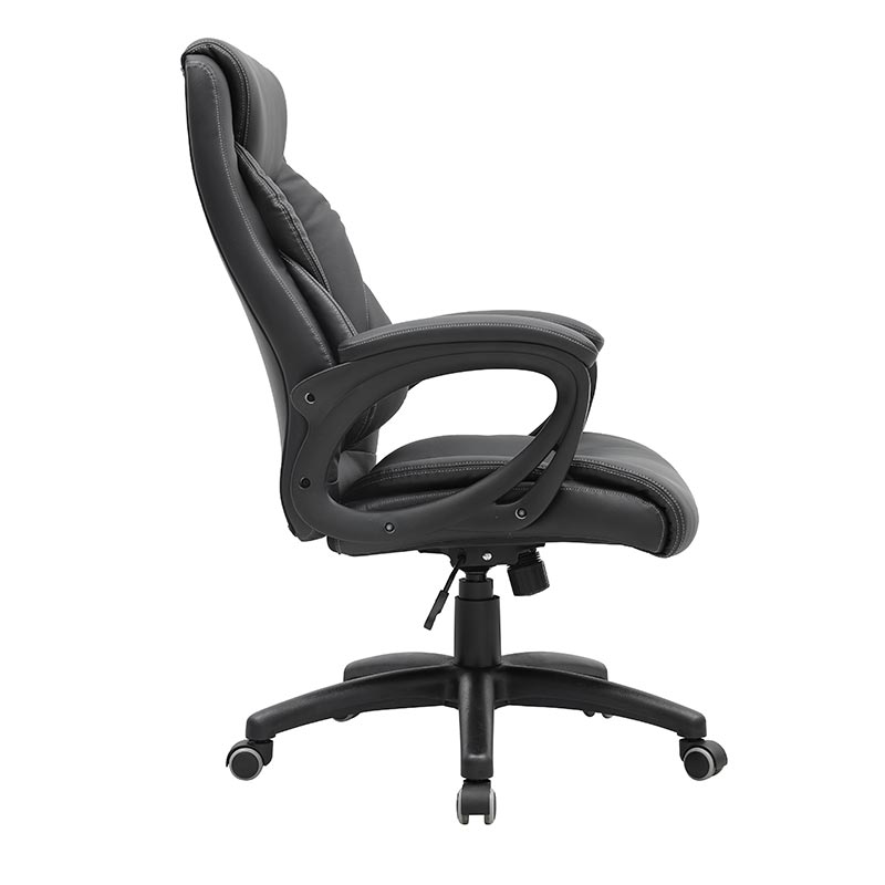 XL-3365 Chaise de bureau à dossier bas en PU noir avec pieds en fer