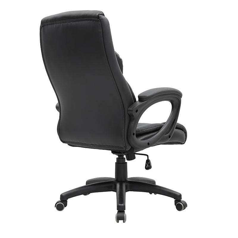 XL-3365 Chaise de bureau à dossier bas en PU noir avec pieds en fer