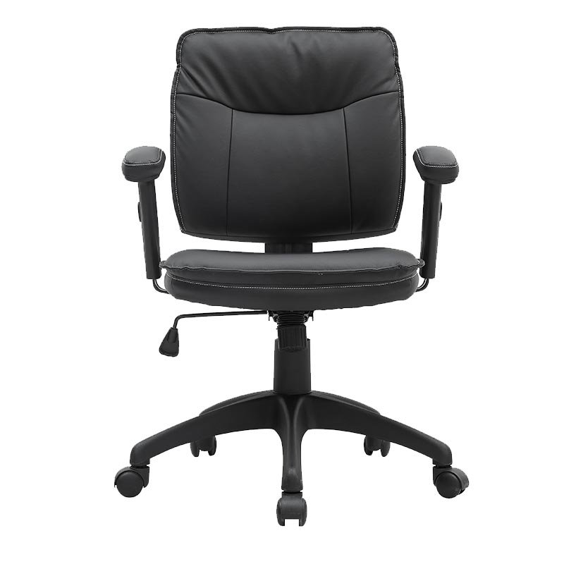 XL-3370 Chaise de bureau à dossier inférieur avec accoudoirs en PU noir