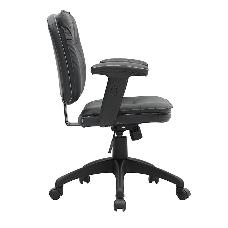 XL-3370 Chaise de bureau à dossier inférieur avec accoudoirs en PU noir