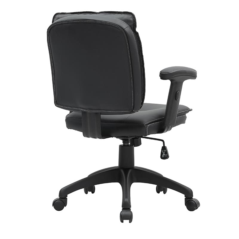 XL-3370 Chaise de bureau à dossier inférieur avec accoudoirs en PU noir