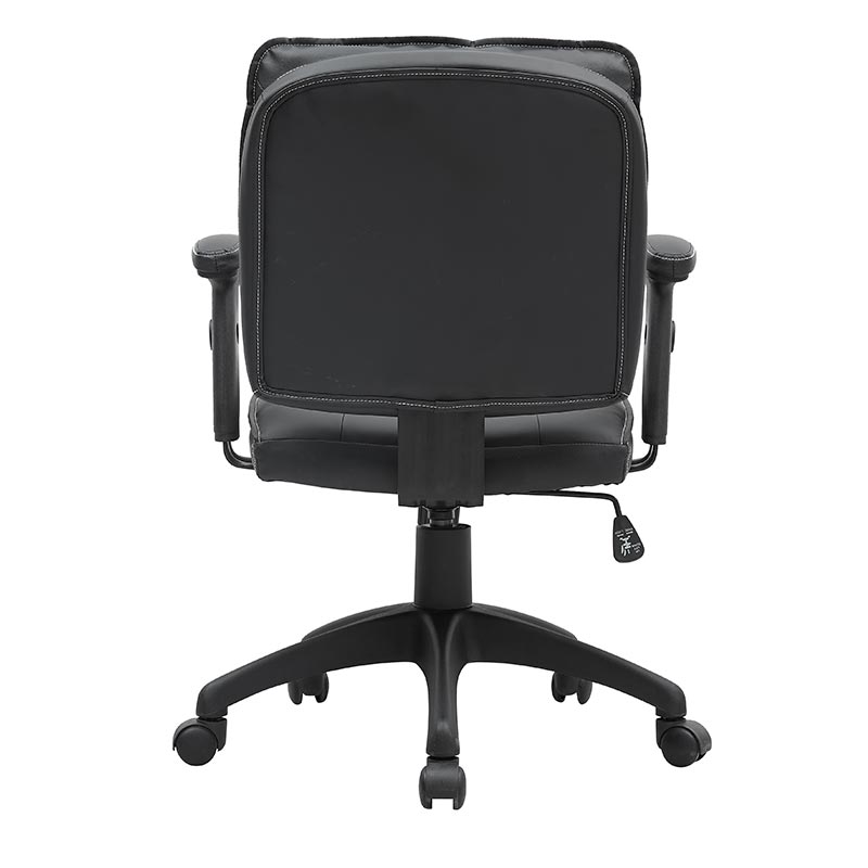 XL-3370 Chaise de bureau à dossier inférieur avec accoudoirs en PU noir