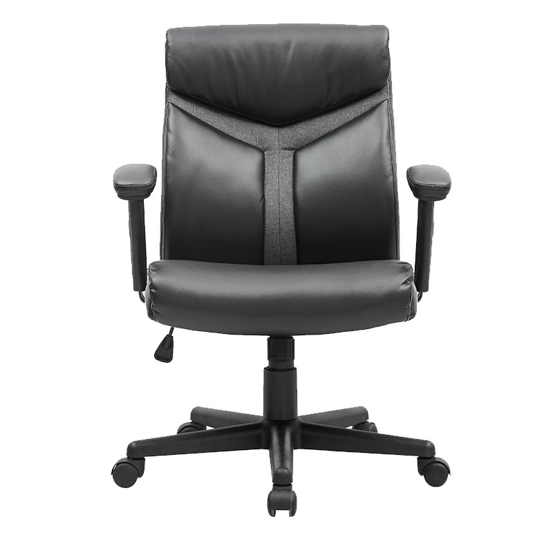 XL-3377 Chaise à dossier bas en PU noir avec accoudoirs de bureau relevables