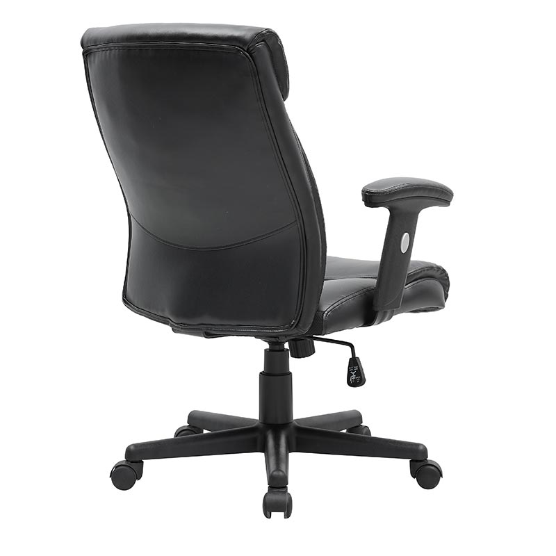 XL-3377 Chaise à dossier bas en PU noir avec accoudoirs de bureau relevables