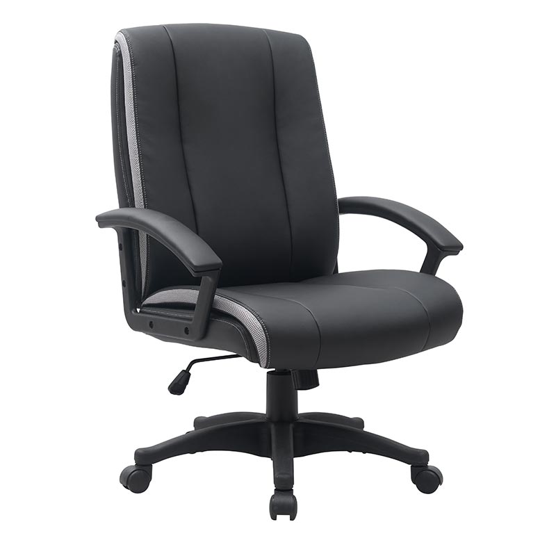 XL-3389 Chaise de bureau noire en PU à dossier moyen, 275 lb