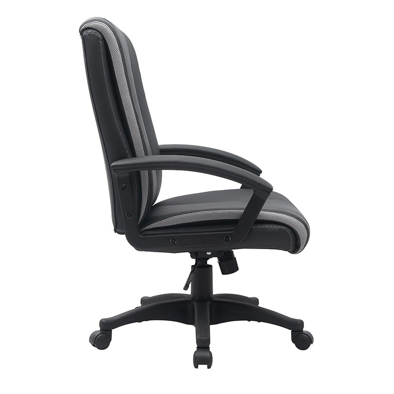 XL-3389 Chaise de bureau noire en PU à dossier moyen, 275 lb