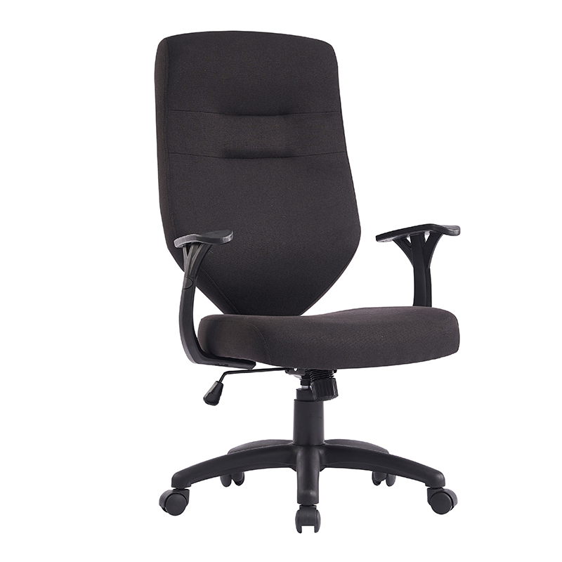 XL-3393 Chaise de bureau à dossier haut 2 points en lin noir