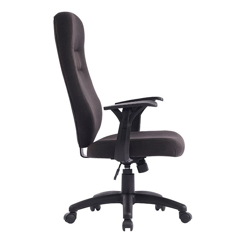 XL-3393 Chaise de bureau à dossier haut 2 points en lin noir