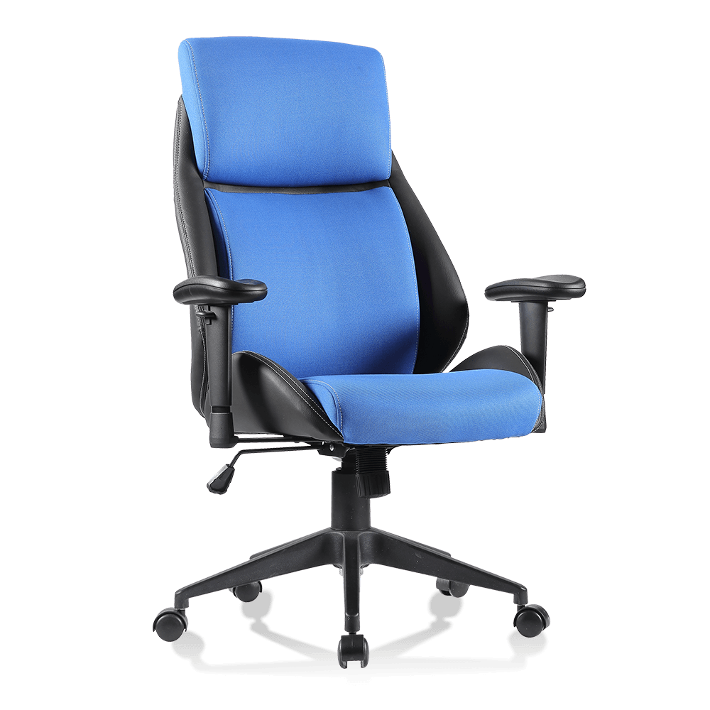 XL-3340 Chaise de bureau pivotante bleue et noire au design unique